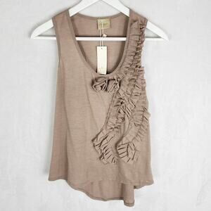 Postella Flowy Tank Women S Jill Tan Tank Ruffle & Rosette #5669 Color-Shitake